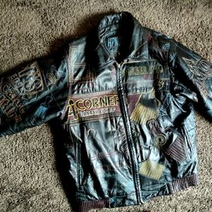 90s style leather jacket (barbershop stitched desgin